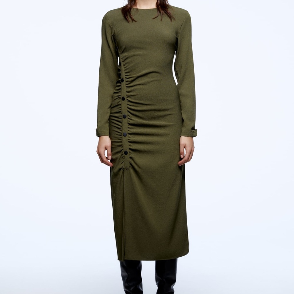 zara green dress brand new